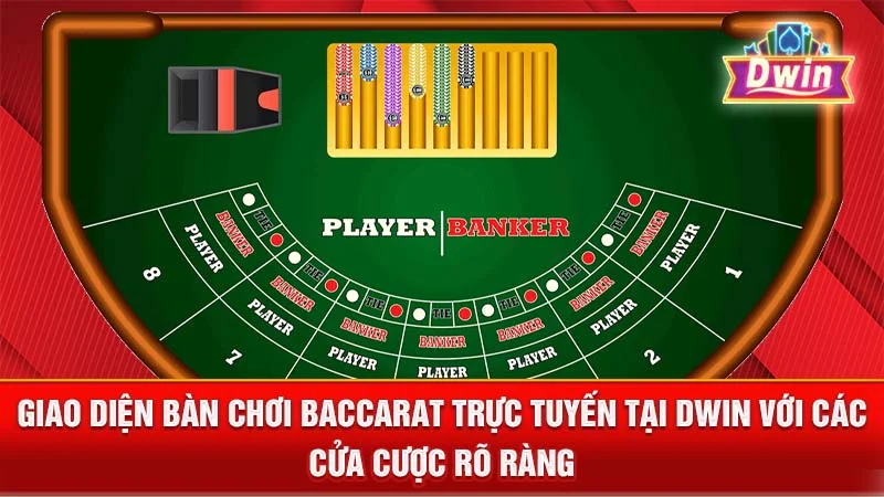 Giao diện bàn chơi Baccarat trực tuyến tại DWIN với các cửa cược rõ ràng.